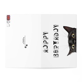 RuxandCip - Birthday Card with a Black Cat - Cute Greeting Card with Cat - Card for Cat Lovers - Happy Birthday Cat Font (6 x 8 inch)