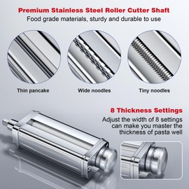 Pasta Maker Attachment for all KitchenAid Stand Mixer, including Spaghetti Cutter