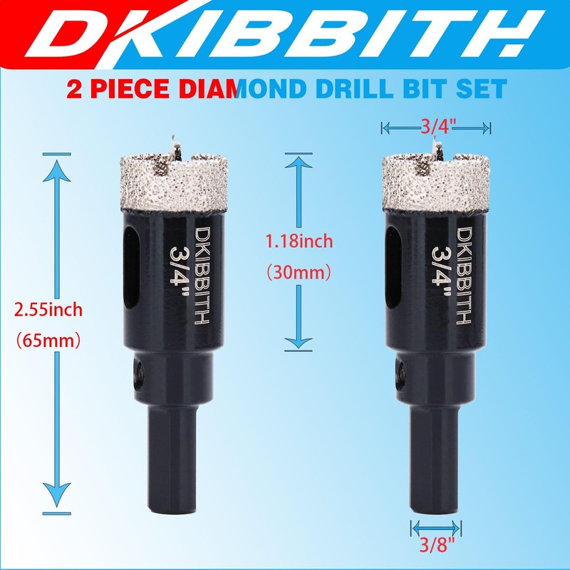 3/4" Diamond Hole-Saw Bits with Pilot Drill Bit - 2pc
