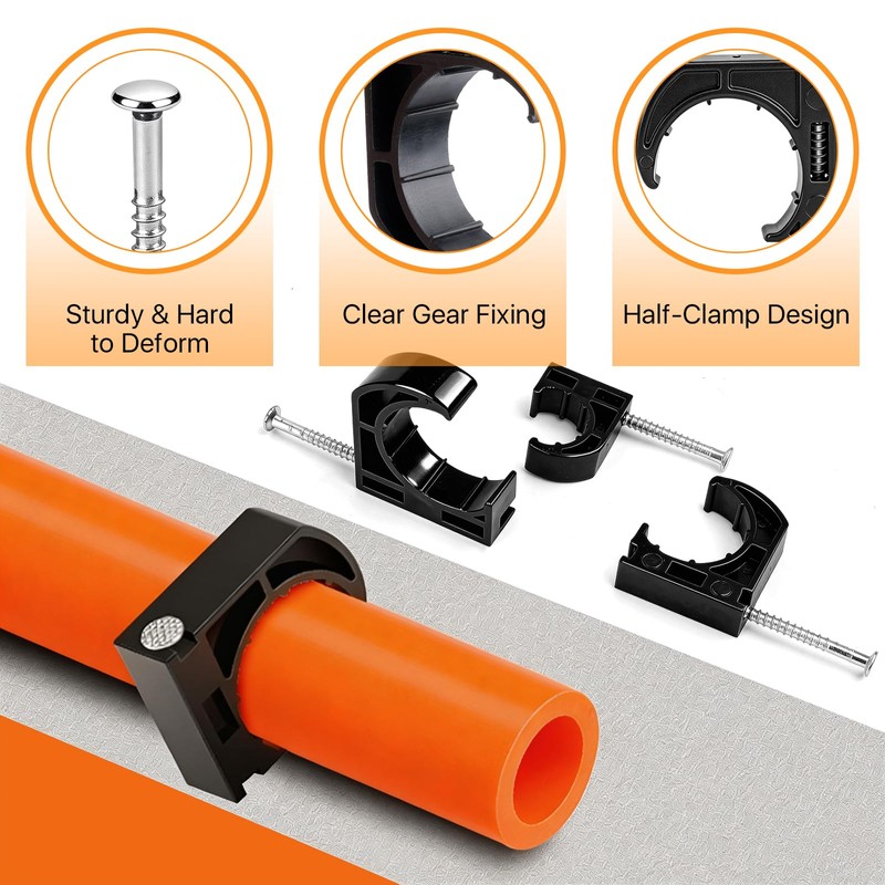 Aemygo 120 PCS 1", 1/2", 3/4" Half Clamps J-Hook with