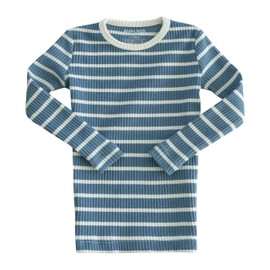 AVAUMA Baby Boys Girls Pajama Set 6M-7T Kids Cute Toddler Snug fit Pjs Cotton Sleepwear (Stripe_Dark Blue/Ivory JL)