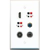 3.5mm HDMI RCA-Blue 2 Speaker TOSLINK Flat/Solid Wall Plate [White]