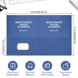 Harloon 75 Pack Two Pocket Folders Bulk, Letter Size Paper File Folder 8.5 x 11 Inches Textured Paper with Business Card Slot for School Graduation Office Home Business (Deep Blue)