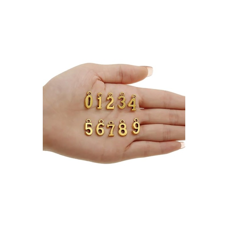 FSSTUD 100 ciondoli in metallo a forma di numero piccolo,