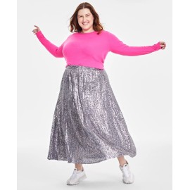 ON-34th On 34th Plus Size Sequin Pleated MIDI Skirt Sz 18W