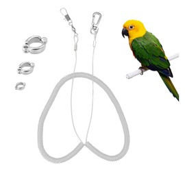 Andiker Parrot Flying Rope, 5 Meters Parrot Foot Chain Flying Training Leash Outdoor，Anti-Bite Elastic String Training Harness for Agapornis Fischeri Cockatiels Starling Birds (white)
