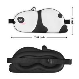 FUNAUPGO Cute Panda Sleeping Mask Eye Mask Funny Animal 3D Contoured Sleep Mask Soft Breathable Blindfold Travel Eye Cover Eyeshade for Kids Adults Girls Boys Women Men (Panda, White&Black)