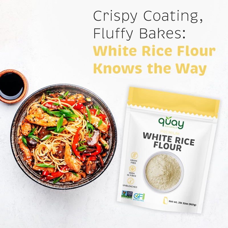 Quay Naturals Organic White Rice Flour, 2 lb, Finely Milled