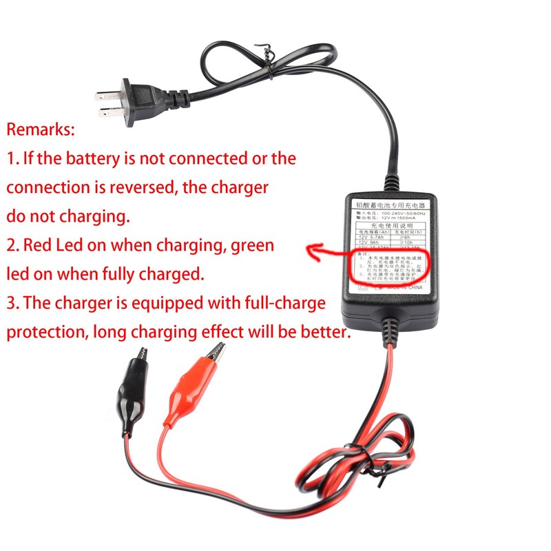 12V Volt 1500mA Sealed Lead Acid Rechargeable Battery Charger US
