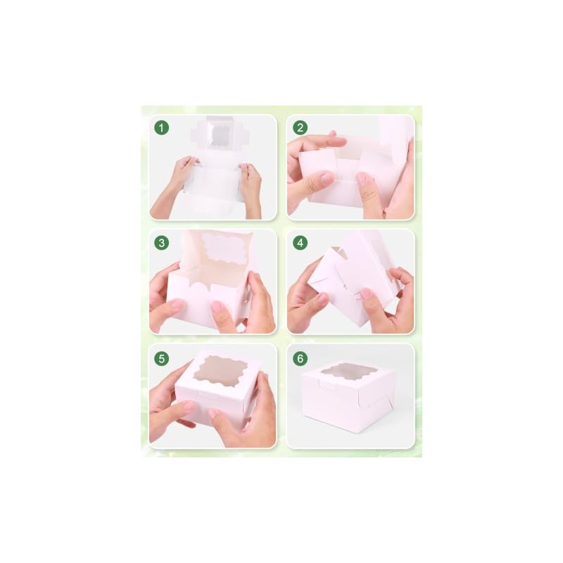 50 Cajas de Postre con Ventanas, Cajas Individuales para Cupcakes