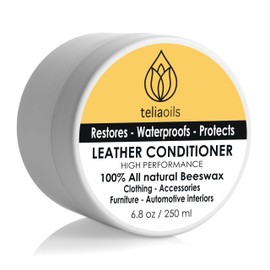 Teliaoils Leather Conditioner - Natural Clear Leather Repair Care Balm - Waterproofing Leather Salve Restorer, Softener & Protector - for Upholstery, Furniture, Shoes, Sofa & More (250 ml)