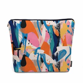 Kalygon Abstract Graffiti Makeup Organizer Bag Cosmetic Bag For Men Women, Camouflage Splash Graffiti Rainbow Travel Toiletry Bag Flax Makeup Bags Purse Business Makeup Pouch For Toiletries Cosmetics