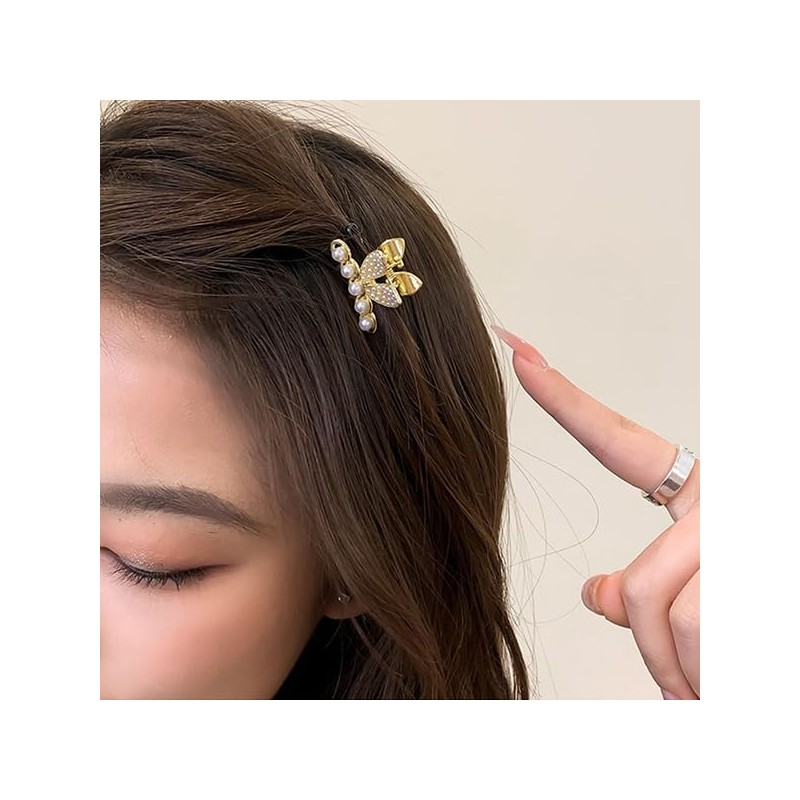 8 fermagli per capelli con perle dorate, piccole clip per