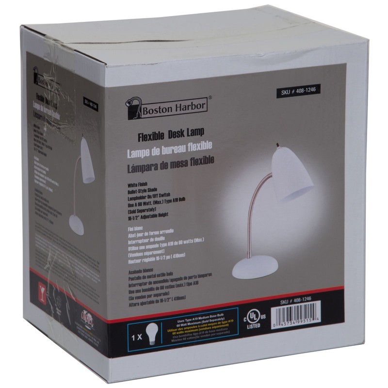 Boston Harbor TL-TB-170-WH3L Flexible Table Lamp, 60 W, A19