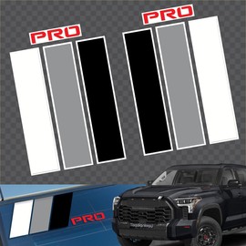 (Combo Pack) Tri-Color Stripe Vinyl Decal Classic Retro DIY Decoration Sticker Compatible for Toyota Tacoma 4Runner Tundra Rav4 TRD Pro Grille Fender Hood Side Bumper Mirror etc (White/Gray/Black)