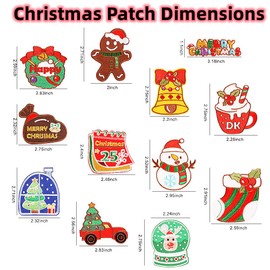 12 Pcs Assorted Cute Christmas Patches Iron on Patches Sew On Patches Embroidered Appliques for Xmas Decorations Supplies