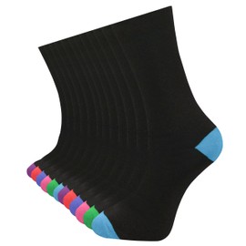 Bonjour Mens Socks (12 pairs) Cotton Rich, Comfortable, Breathable, Designer Mens Socks (Colour Heel & Toe)