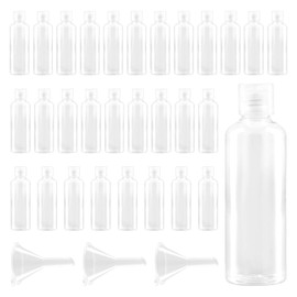 MOUYAT 30 Pack 100ml Travel Bottles Set, Clear Empty Plastic Bottle with Flip Cap, Portable Travel Containers Split Bottles for Travel or Makeup
