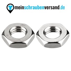 meinschraubenversand.de - Hexagon nuts (low shape, with chamfer) M8 according to DIN 439 / ISO 4035 - half nuts A2 V2A stainless steel - flat standard nut - M8 50 pieces