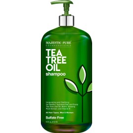 MAJESTIC PURE Tea Tree Shampoo for Men and Women -16 fl oz - Hydrating Formula Fights Dandruff, Lice and Itchy, Irritating or Dry Scalp - For All Hair Types - Sulfate Free
