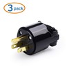 Cable Matters 3-Pack 15A 125V 3 Prong Replacement Plug (2