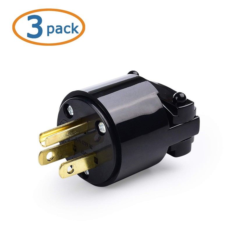 Cable Matters 3-Pack 15A 125V 3 Prong Replacement Plug (2
