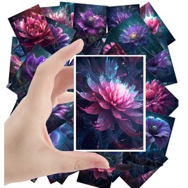 Large Stickers (24 pcs 2.5"x3.5" Each) Gorgeous Ethereal Blue and Pink Sparkling Flowers Vintage Postcards Retro Greeting Card Book Illustration Reprint