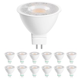 GEPLAD 12 Pack MR16 LED Bulb,GU5.3 Bi-Pin Base LED Bulbs, 5W (50W Equivalent) 5000K Daylight 450LM 40 Degree Beam Angle for Spot Lights, Recessed, Tracking Lights, Outdoor Landscape 12-24V