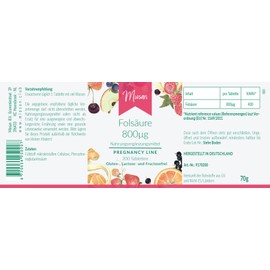 Folic Acid 800μg - Pregnancy Line - 200 Tablets - High Dose - 100% Vegan - Made & Laboratory Test in Germany | Miosan® Club - Exclusive Wellbeing