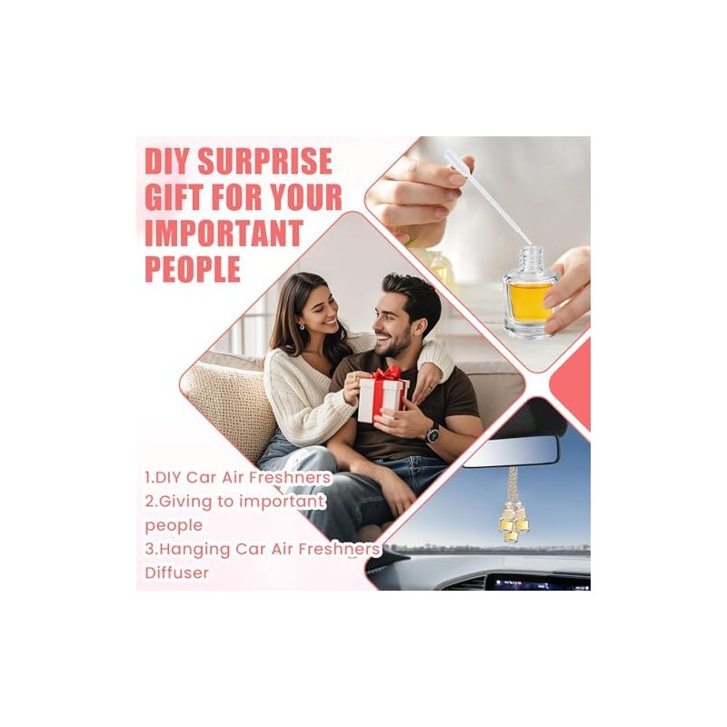 Hanging Car Air Freshener Diffuser Bottles 20 Pack, Empty Glass