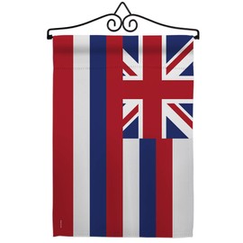Ornament Collection GS191512-P3-02 Hawaii Americana States Impressions Decorative Vertical 13" x 18.5" Garden Flag Set Metal Wall Hanger Hardware