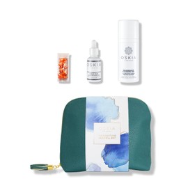 OSKIA Bright & Beautiful Skincare Set – Award-Winning Cleansing & Exfoliating Essentials for Radiant Skin – Includes Renaissance Cleansing Gel, Liquid Mask, Super C Capsules & Vegan Leather Wash Bag