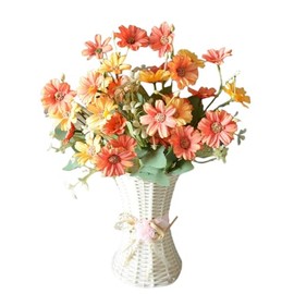 Artificial Fall Flowers Bouquets,4 Bundles Autumn Faux Silk Flowers Vase Decor for Home Kitchen Party Farmhouse Decor Thanksgiving Table Centrepieces ﻿
