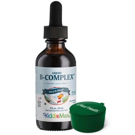 Raspberry Liquid Vitamin B Complex - Supplement with Vitamin B12 - Sublingual B Drops for Kids with B1 B2 B3 B5 B6 Biotin Folic Acid - For Energy & Brain Function, 2 fl. oz. w/ Green Pillbox