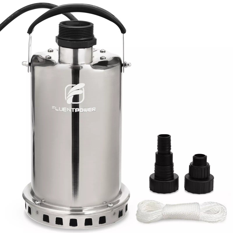 FLUENTPOWER 3/4HP 3300GPH Stainless Steel Submersible Sump Pump Manual Control