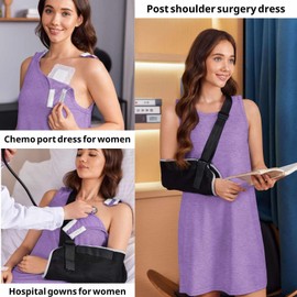 Deyeek Women's Post Shoulder Surgery Dress Full Tear Away Sleeveless Tank Dress After Rotator Cuff Adaptive Clothing Mauve