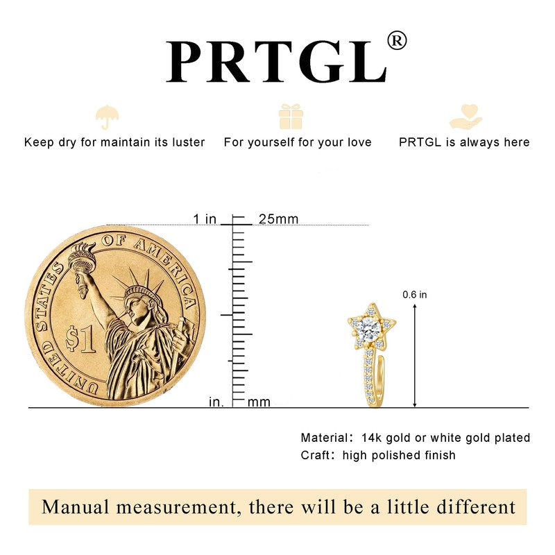 PRTGL Stud Earrings for Women - 14K Gold Plated Tiny