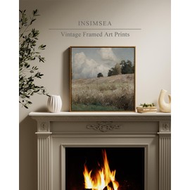 InSimSea Square Framed Canvas Wall Art, Large Decor Corn Field Countryside Paintings, Country Scenery Wall Pictures for Bedroom Bathroom, Canvas Prints Artwork, Vintage Farmhouse Decor 20"x20"