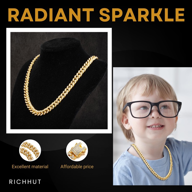 richhut Cuban Link Chain for Kids Teen - Luxury 18K