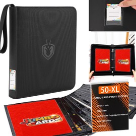 Jumbo Card Binder,Label Design With 100+Sleeves Fit XL Oversized Jumbo Cards -Includes 50 Sized XL Penny Sleeves,3-Ring Jumbo Card Binder with Lable Design for Oversized Cards Max Fit 5.7 * 7.9 Inch