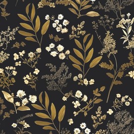 Laatse Leaf Wallpaper Peel and Stick Dark Floral Wallpaper 17.5in x 197in Vintage Leaf Contact Paper Vinyl Waterproof Self Adhesive Boho Botanical Wall Paper for Bedroom Cabinet Décor