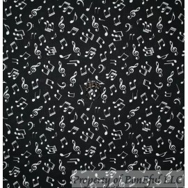 Signature BonEful Fabric FQ Cotton Quilt Black White B&W Music Note Small Little Calico US