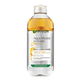 Garnier Skin Active Agua Micelar Desmaquillante Bifásica, 400ml. Limpia, Desmaquilla y Nutre, Remueve Maquillaje a Prueba de Agua, para Todo Tipo de Piel