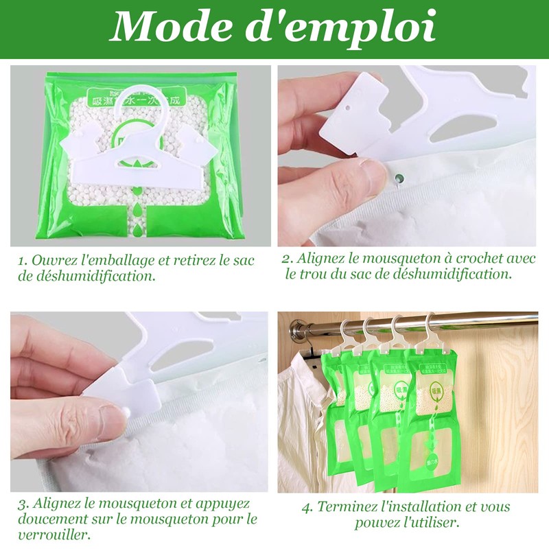 ZYNERY 10pcs Moisture Absorber Cabinet Dehumidifier Hanging Anti-Mould Moisture Bag
