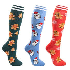 zcesur Cute Compression Socks for Women & Men 3 Pairs 15-20mmHg Nurses,Pregnancy,Travel,Holiday