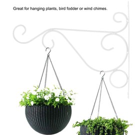 Garosa Retro Iron Plant Hook Hanging Brackets Hanger Flower Hook for Bird Feeder Planters Lanterns Wind Chimes 25 x 21 cm / 9.8 x 8.3 inches (White)