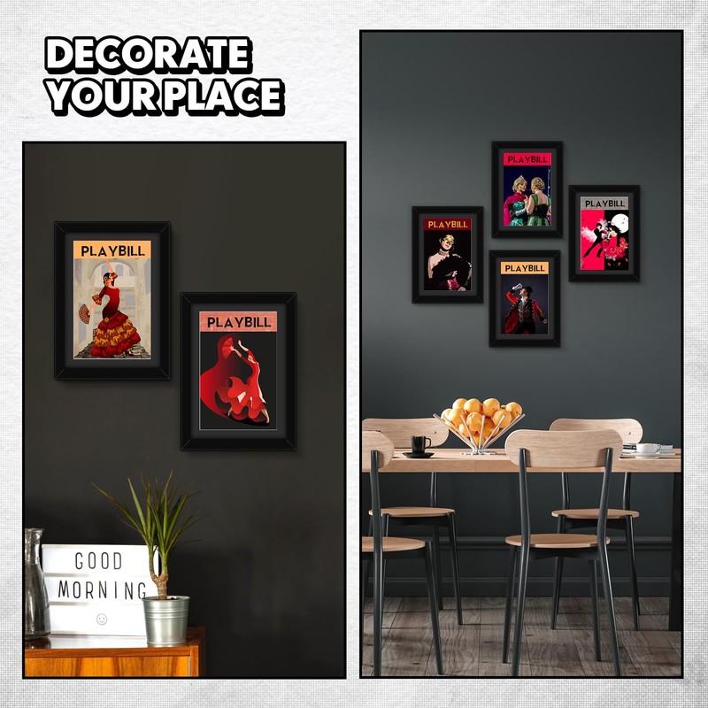 DoubleFill 4 Pcs Theatre Bill Frame with Mat Holds 5.5