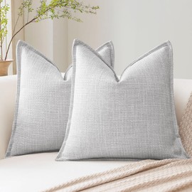 Artscope Set of 2 Cushion Covers, Plain Throw Cushion Cover, Linen Cushion Cover, 60 x 60 cm, Modern Cushion Cover, Decorative Cushion, Sofa Cushion for Living Room, Bedroom, Home Decor, Light Grey
