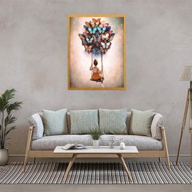 Paint by Number for Adults.Butterflys Girl DIY Acrylic Painting Kit for Kids and Adults Beginner – 16” x 20”with 3 Brushes and Bright Colors