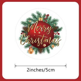 G2PLUS Merry Christmas Stickers, 120PCS Christmas Gift Stickers, 2'' Round Christmas Label Sticker, Red Gold Merry Christmas Gift Stickers, Xmas Cards Envelope Seals for Gift Wrapping, Party Favors
